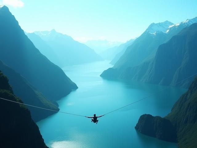 Bungee jumper overlooking a canyon in Queenstown, New Zealand