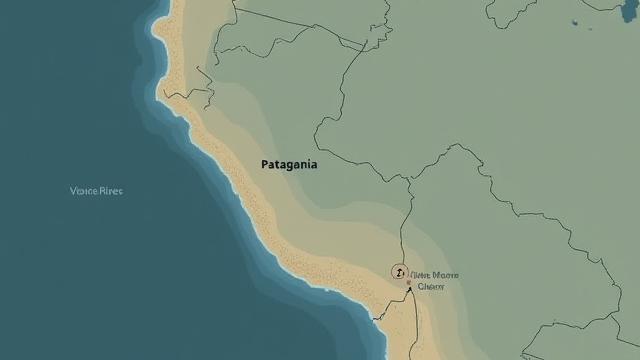 Map of Patagonia highlighting key adventure locations